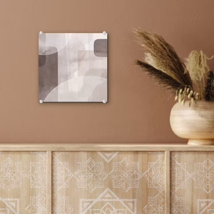 Glass Print - Abstract Shapes - Beige - Abstracte vormen - Beige plexiglas 5mm klein