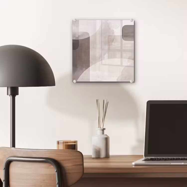 Glass Print - Abstract Shapes - Beige - Abstracte vormen - Beige plexiglas 5mm klein