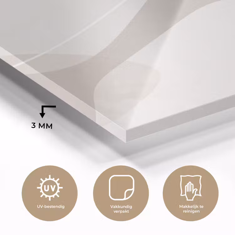 Glass Print - Abstract - Shapes - Beige - Abstract - Vormen - Beige plexiglas 5mm klein