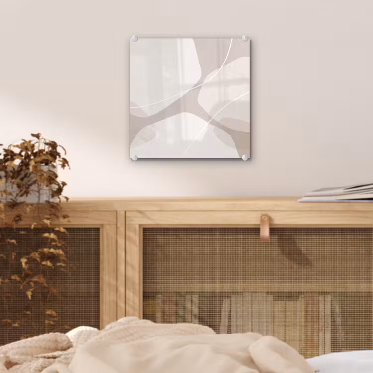 Glass Print - Abstract - Shapes - Beige - Abstract - Vormen - Beige plexiglas 5mm klein