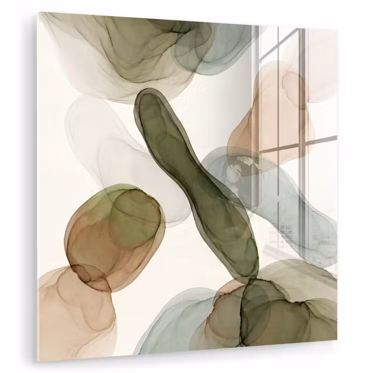 Abstract - Vormen - Modern - Kunst - Groen - Bruin plexiglas 5mm klein -zzzproduct_nieuw