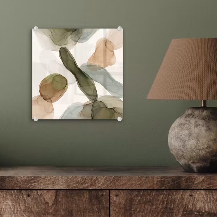 Abstract - Vormen - Modern - Kunst - Groen - Bruin plexiglas 5mm klein -sfeer3