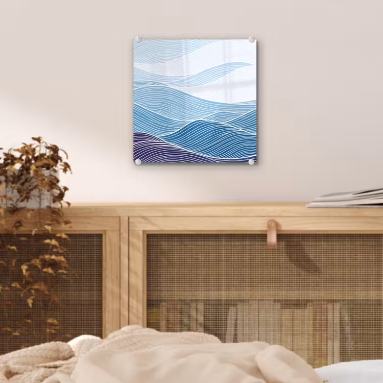 Abstract - Golven - Patroon - Blauw - Modern plexiglas 5mm klein -sfeer4