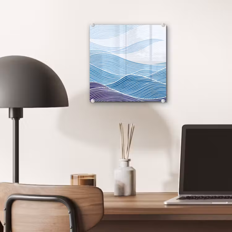 Abstract - Golven - Patroon - Blauw - Modern plexiglas 5mm klein -sfeer6