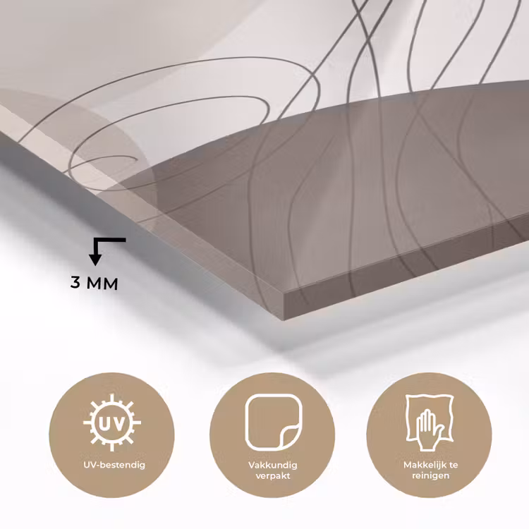 Glass Print - Abstraction - Beige - Modern - Abstractie - Beige - Modern plexiglas 5mm klein
