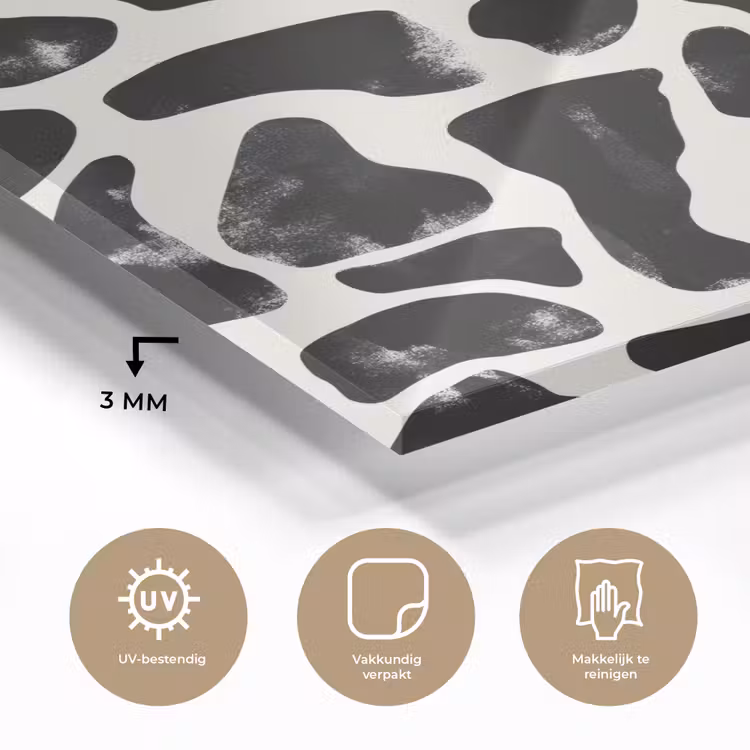 Dierenpatroon - Vlekken - Zwart - Wit plexiglas 5mm klein 11 -sfeer2
