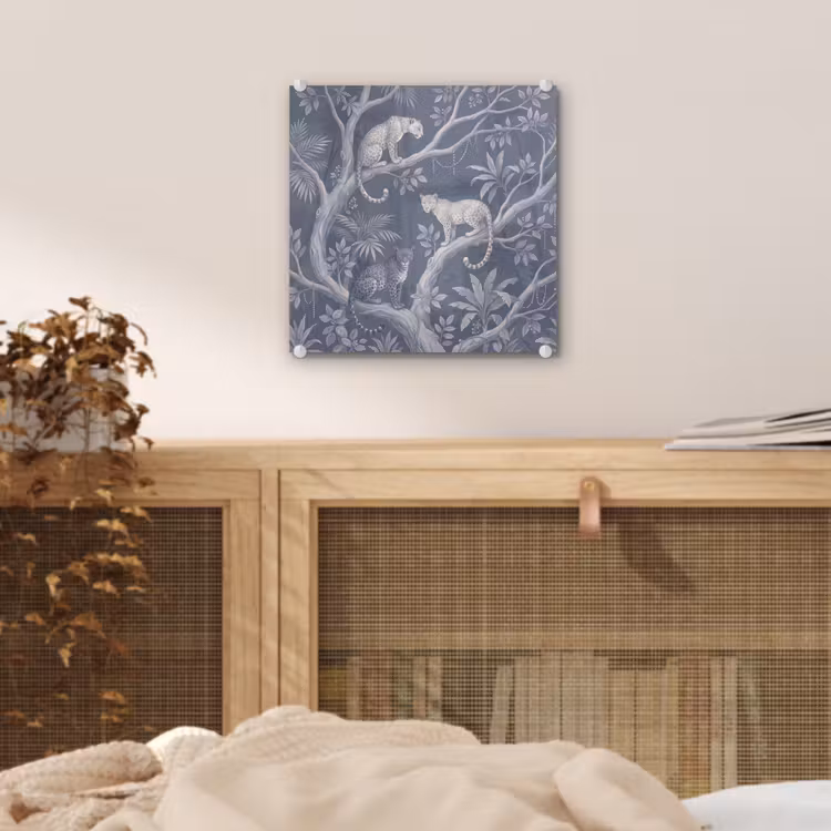 Dieren - Jungle - Illustratie - Bomen - Blauw plexiglas 5mm klein -sfeer4