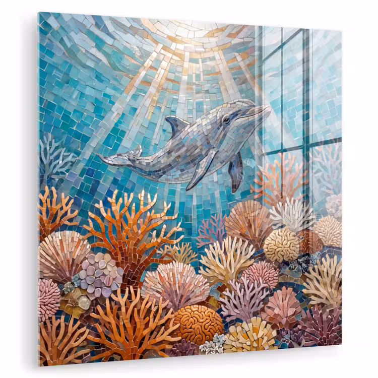 Dieren - Mozaïek - Oceaan - Koraal - Blauw plexiglas 5mm klein -zzzproduct_nieuw