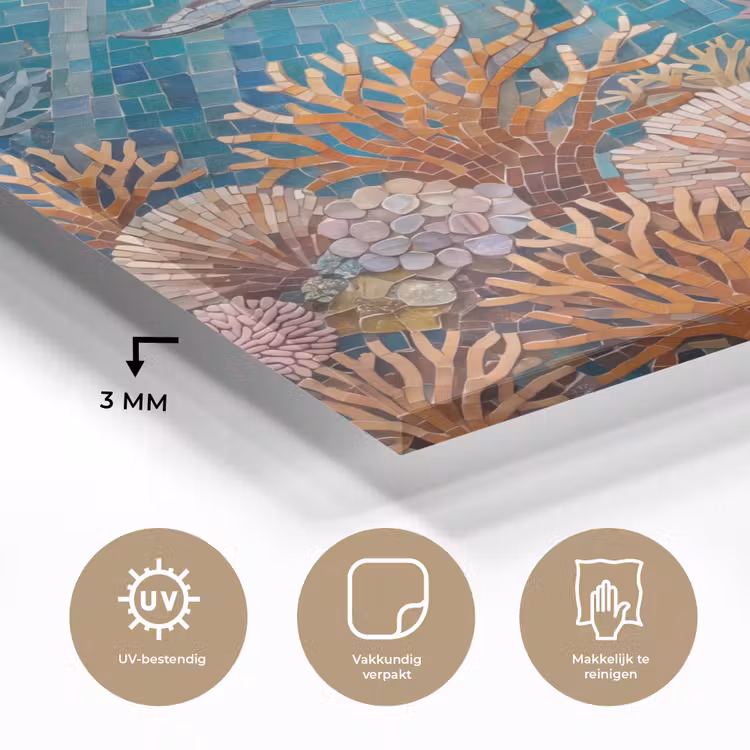 Dieren - Mozaïek - Oceaan - Koraal - Blauw plexiglas 5mm klein -sfeer2
