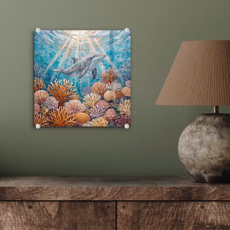 Dieren - Mozaïek - Oceaan - Koraal - Blauw plexiglas 5mm klein -sfeer3