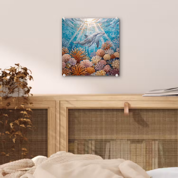 Dieren - Mozaïek - Oceaan - Koraal - Blauw plexiglas 5mm klein -sfeer4