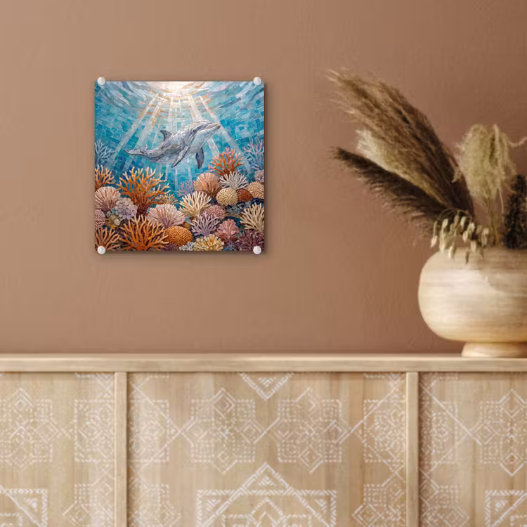 Dieren - Mozaïek - Oceaan - Koraal - Blauw plexiglas 5mm klein -sfeer5