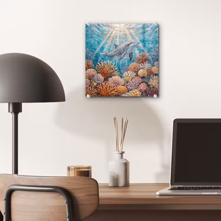 Dieren - Mozaïek - Oceaan - Koraal - Blauw plexiglas 5mm klein -sfeer6