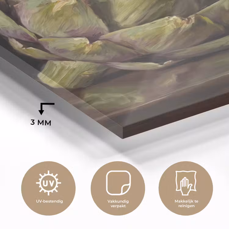 Glass Print - Artichoke - Food - Classic - Artichok - Eten - Klassiek plexiglas 5mm klein