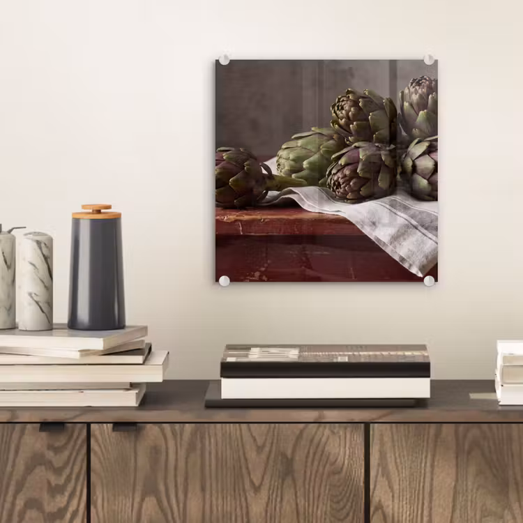 Glass Print - Artichoke - Food - Rustic - Artisjok - Eten - Rustiek plexiglas 5mm klein