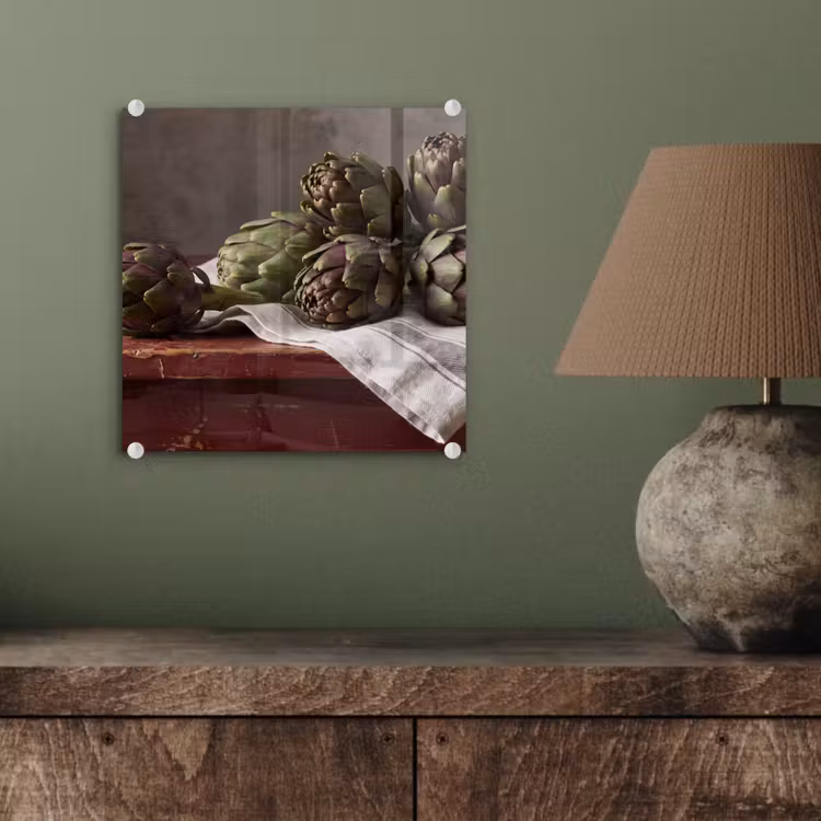 Glass Print - Artichoke - Food - Rustic - Artisjok - Eten - Rustiek plexiglas 5mm klein