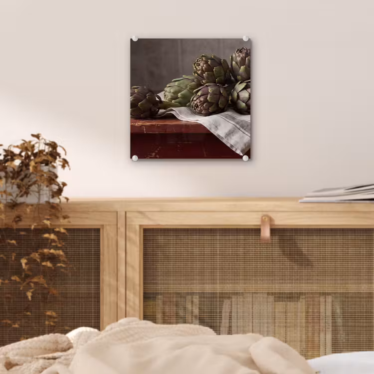 Glass Print - Artichoke - Food - Rustic - Artisjok - Eten - Rustiek plexiglas 5mm klein