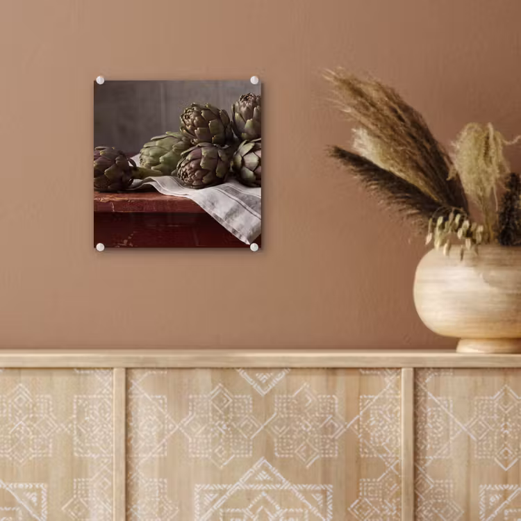 Glass Print - Artichoke - Food - Rustic - Artisjok - Eten - Rustiek plexiglas 5mm klein