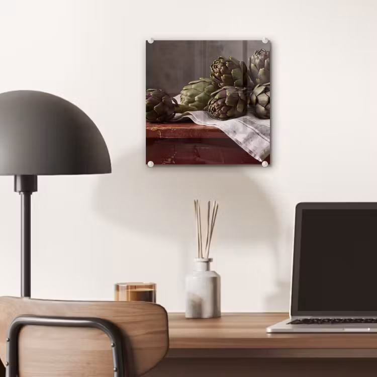Glass Print - Artichoke - Food - Rustic - Artisjok - Eten - Rustiek plexiglas 5mm klein