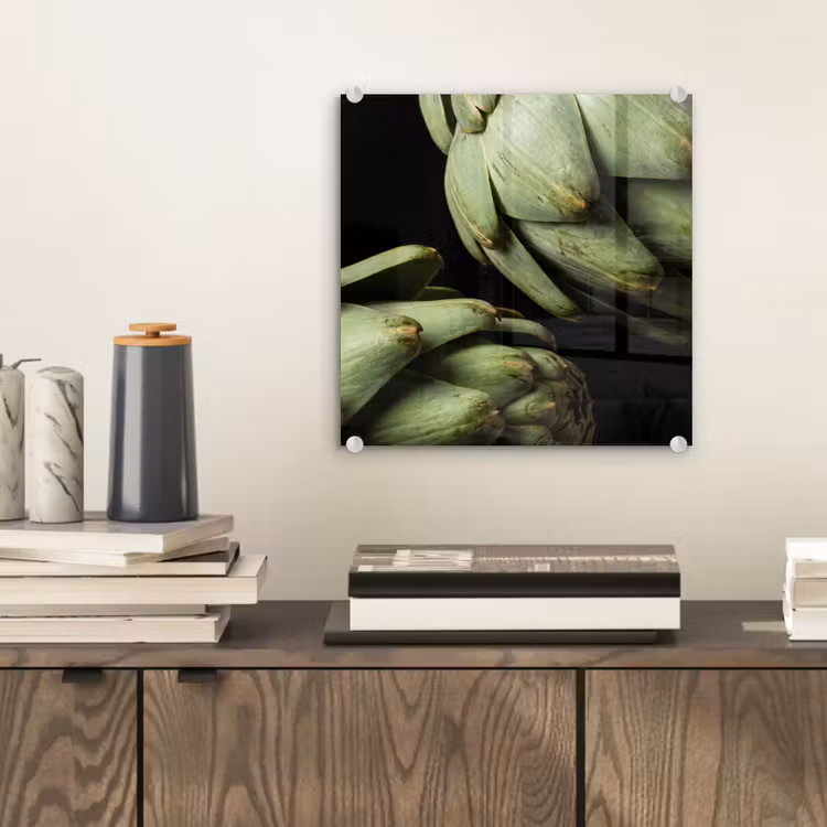 Glass Print - Artichoke - Green - Food - Artisjok - Groen - Eten plexiglas 5mm klein
