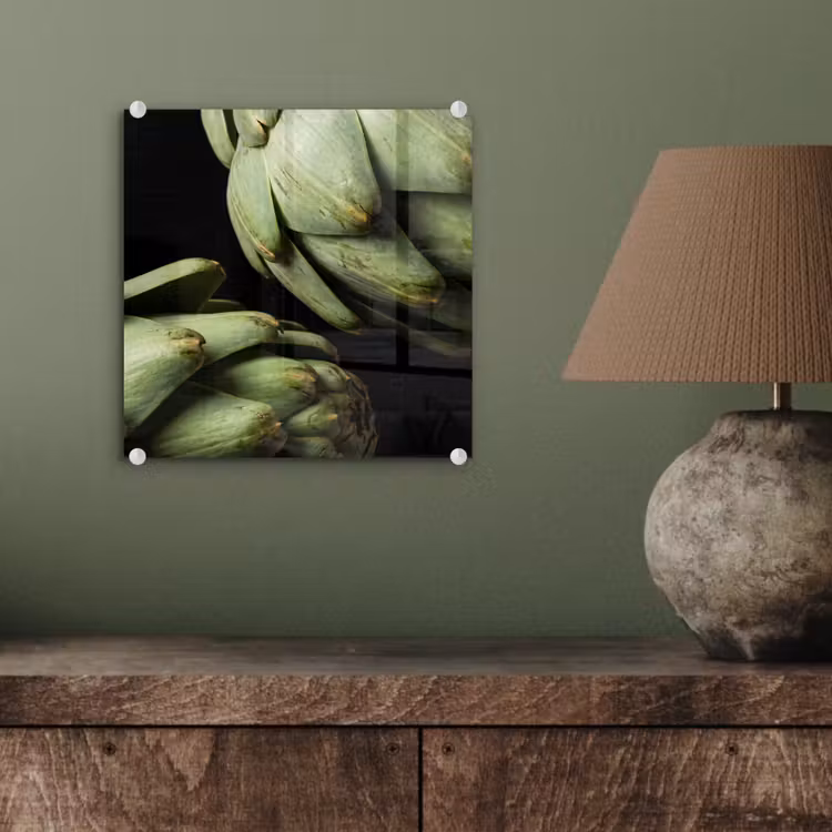 Glass Print - Artichoke - Green - Food - Artisjok - Groen - Eten plexiglas 5mm klein