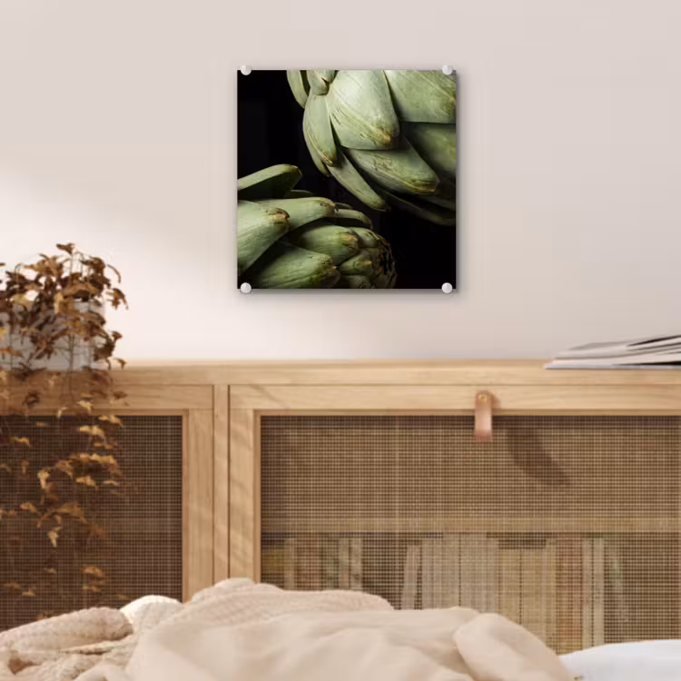 Glass Print - Artichoke - Green - Food - Artisjok - Groen - Eten plexiglas 5mm klein