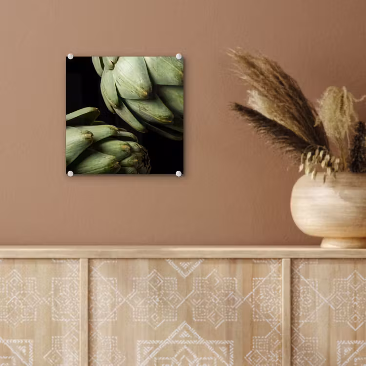 Glass Print - Artichoke - Green - Food - Artisjok - Groen - Eten plexiglas 5mm klein
