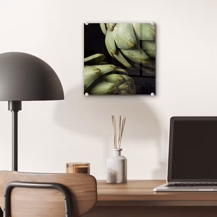 Glass Print - Artichoke - Green - Food - Artisjok - Groen - Eten plexiglas 5mm klein