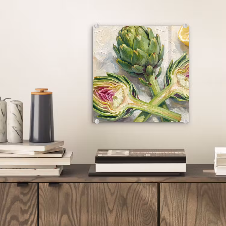 Glass Print - Artichoke - Lemon - Food - Artisjok - Citroen - Eten plexiglas 5mm klein