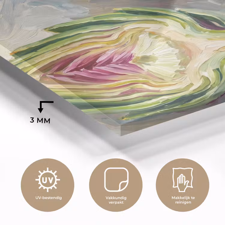 Glass Print - Artichoke - Lemon - Food - Artisjok - Citroen - Eten plexiglas 5mm klein