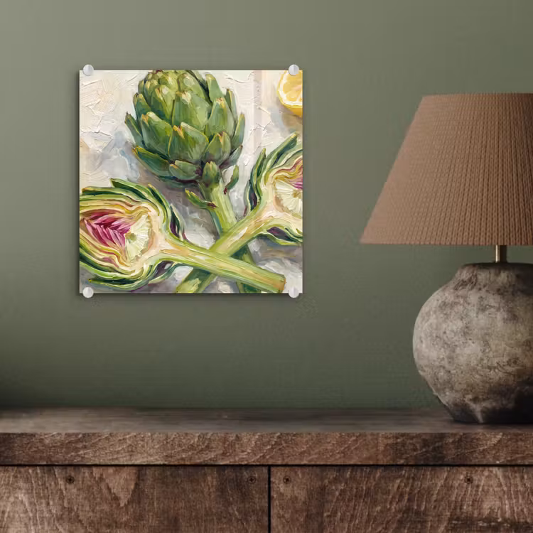 Glass Print - Artichoke - Lemon - Food - Artisjok - Citroen - Eten plexiglas 5mm klein