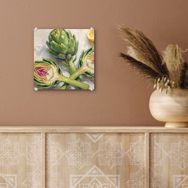 Glass Print - Artichoke - Lemon - Food - Artisjok - Citroen - Eten plexiglas 5mm klein