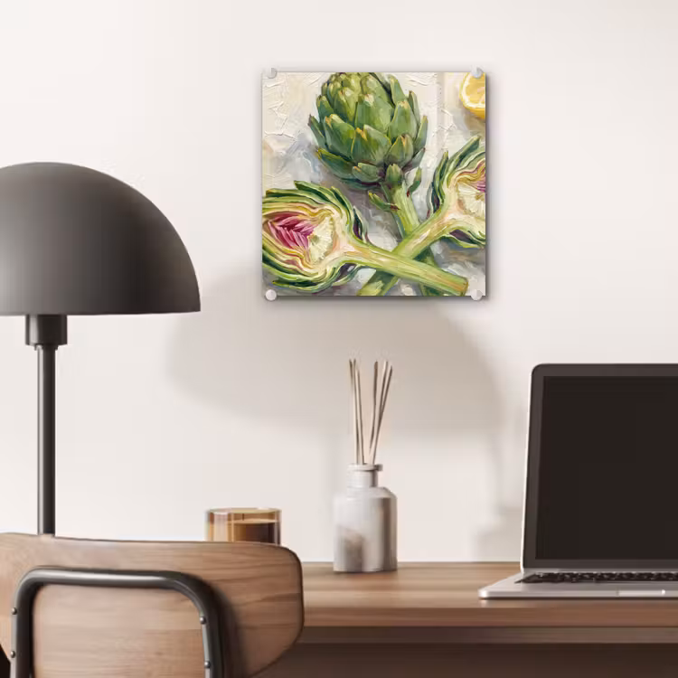 Glass Print - Artichoke - Lemon - Food - Artisjok - Citroen - Eten plexiglas 5mm klein