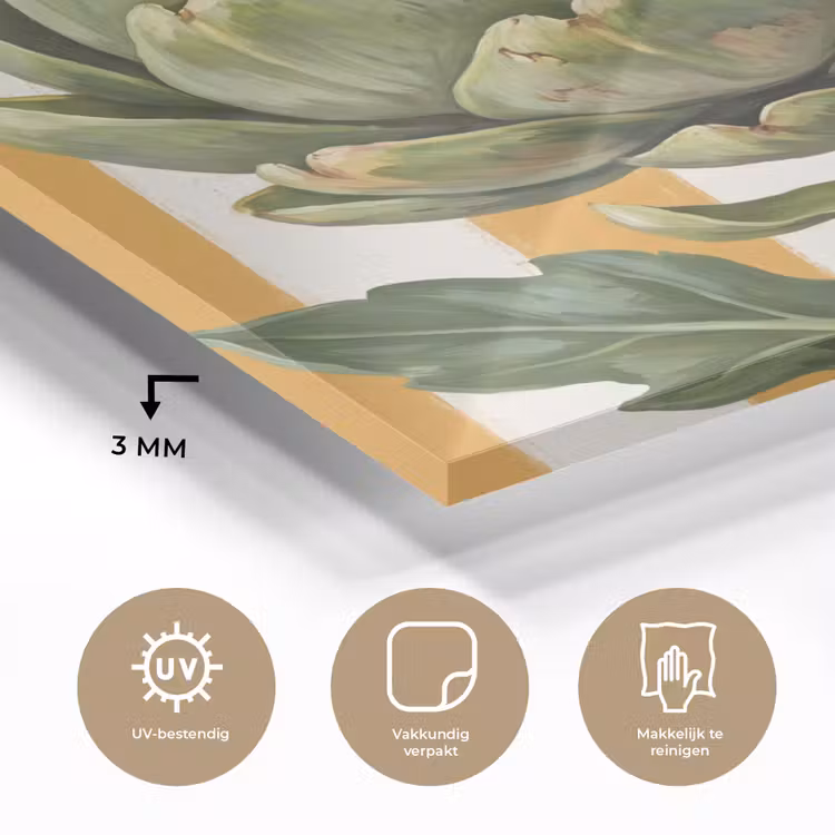 Glass Print - Artichoke - Modern - Vegetable - Artisjok - Modern - Groente plexiglas 5mm klein