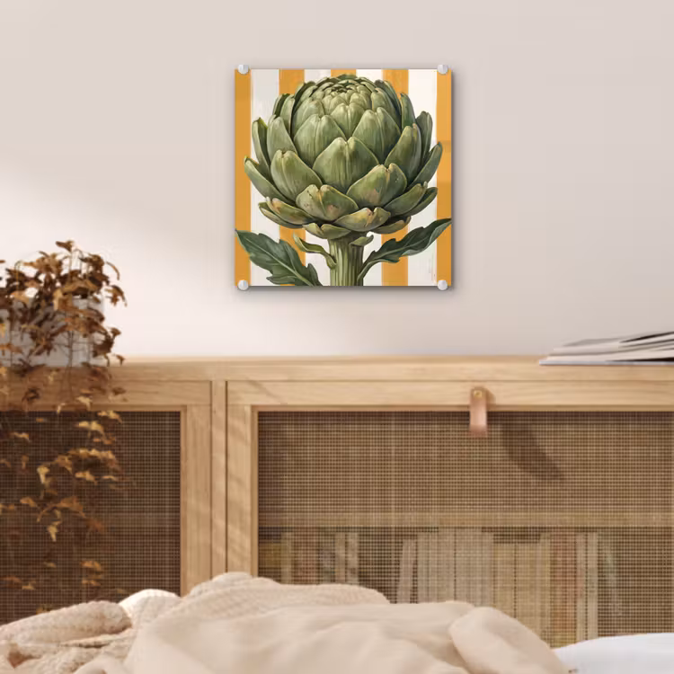 Glass Print - Artichoke - Modern - Vegetable - Artisjok - Modern - Groente plexiglas 5mm klein