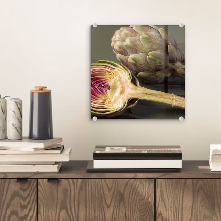 Glass Print - Artichoke - Purple - Food - Artisjok - Paars - Voedsel plexiglas 5mm klein