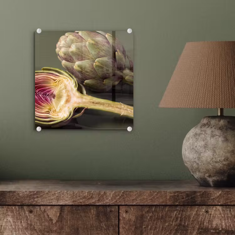 Glass Print - Artichoke - Purple - Food - Artisjok - Paars - Voedsel plexiglas 5mm klein