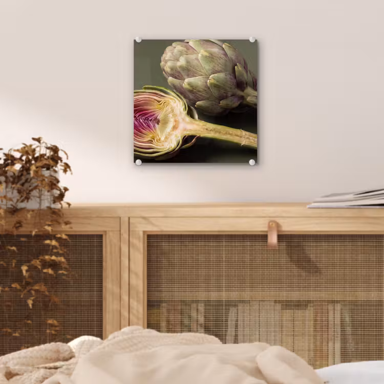 Glass Print - Artichoke - Purple - Food - Artisjok - Paars - Voedsel plexiglas 5mm klein