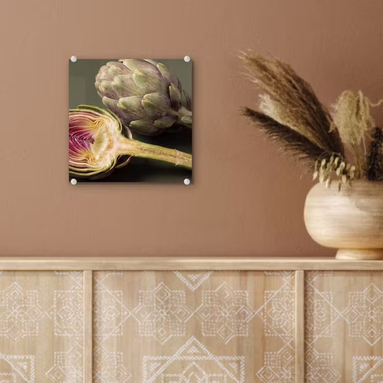 Glass Print - Artichoke - Purple - Food - Artisjok - Paars - Voedsel plexiglas 5mm klein
