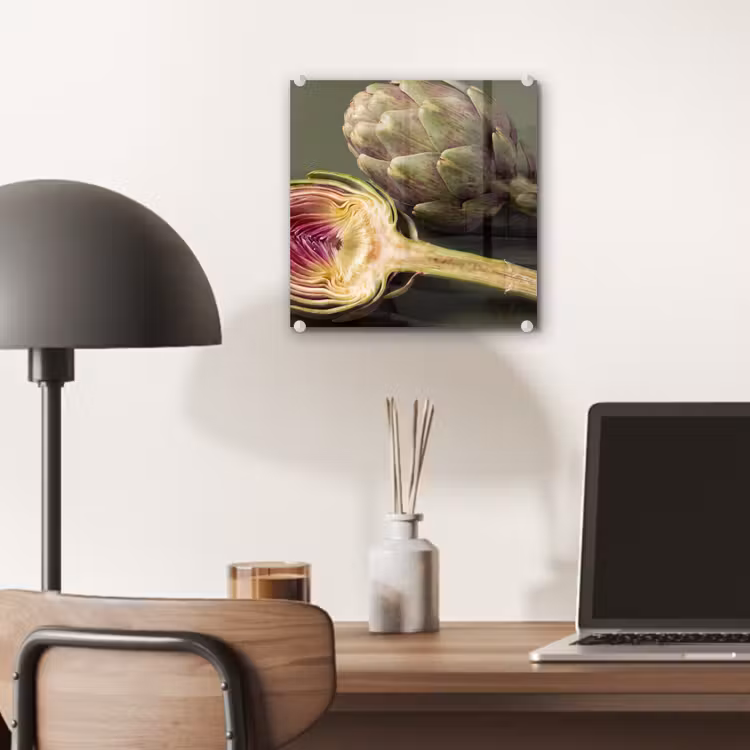 Glass Print - Artichoke - Purple - Food - Artisjok - Paars - Voedsel plexiglas 5mm klein