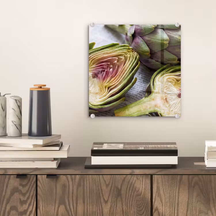 Glass Print - Artichoke - Sliced - Food - Artisjok - Doorgesneden - Eten plexiglas 5mm klein