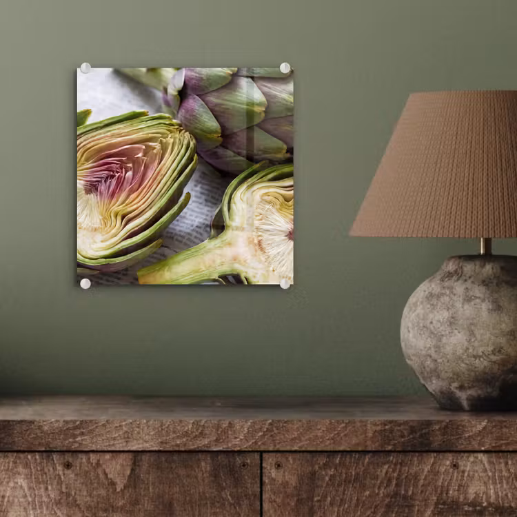 Glass Print - Artichoke - Sliced - Food - Artisjok - Doorgesneden - Eten plexiglas 5mm klein