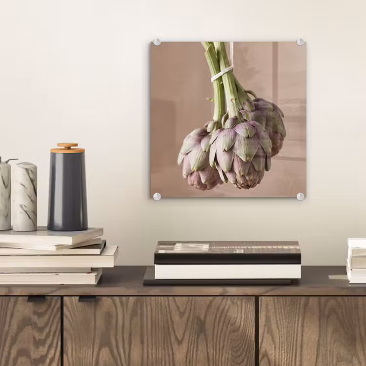 Glass Print - Artichokes - Hanging - Vegetables - Artisjokken - Hangend - Groenten plexiglas 5mm klein
