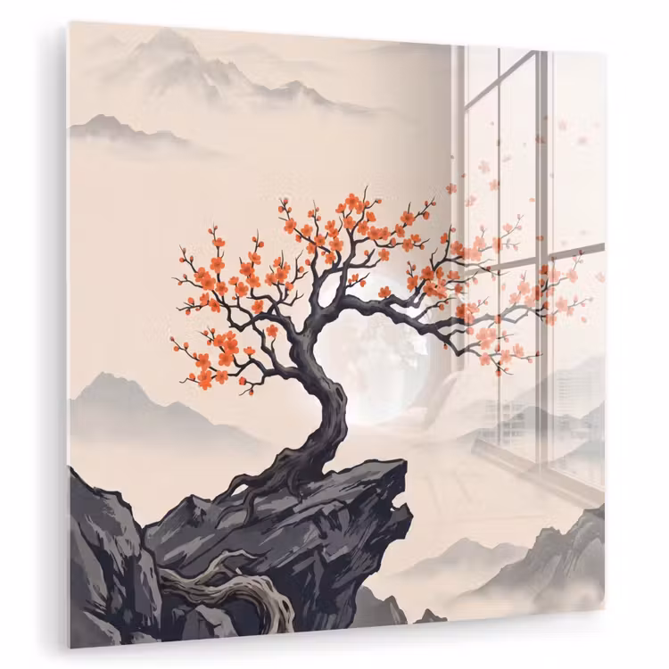 Aziatisch - Bloesem - Rood plexiglas 5mm klein -zzzproduct_nieuw