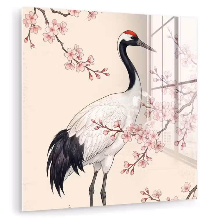 Aziatisch - Kraanvogel - Beige plexiglas 5mm klein -zzzproduct_nieuw