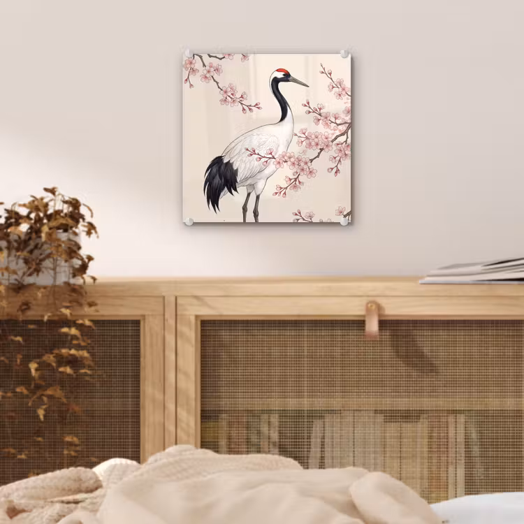 Aziatisch - Kraanvogel - Beige plexiglas 5mm klein -sfeer4