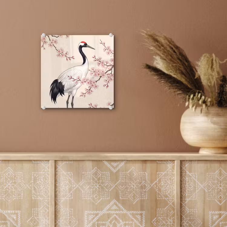 Aziatisch - Kraanvogel - Beige plexiglas 5mm klein -sfeer5