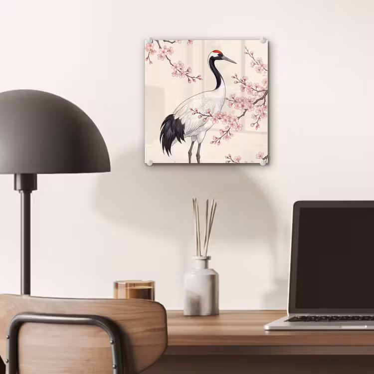 Aziatisch - Kraanvogel - Beige plexiglas 5mm klein -sfeer6