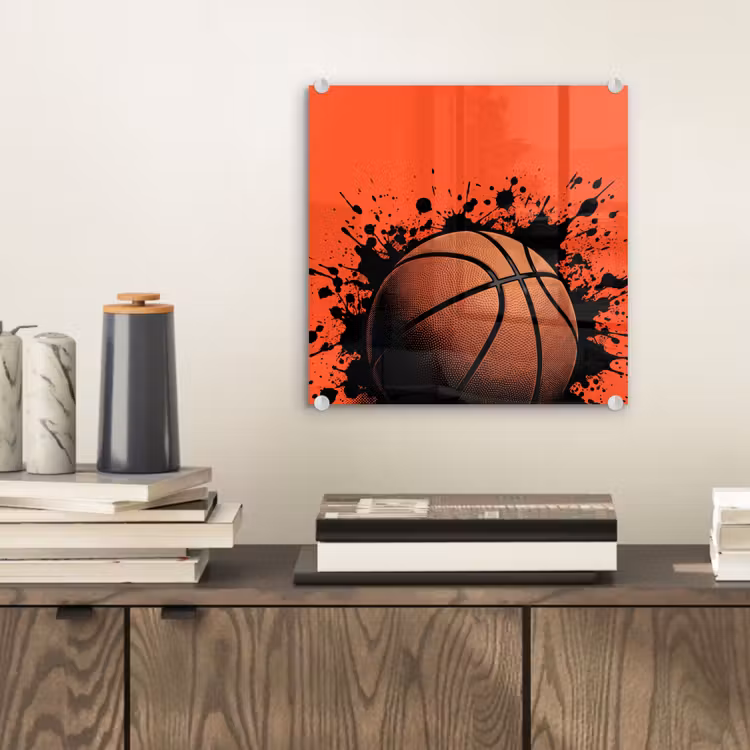 Basketbal - Verf - Sport - Oranje plexiglas 5mm klein -sfeer1