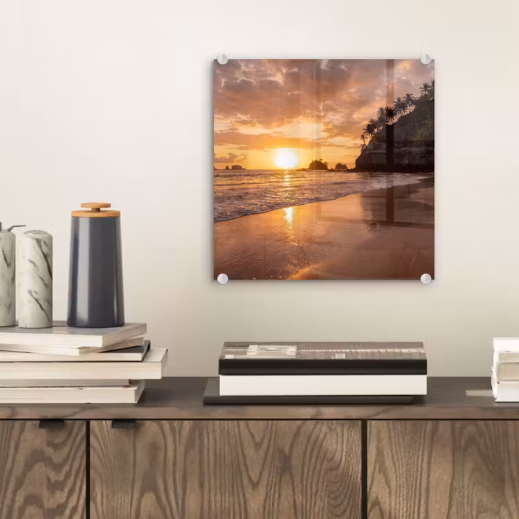 Strand - Zonsondergang - Natuur - Tropisch - Oranje plexiglas 5mm klein -sfeer1